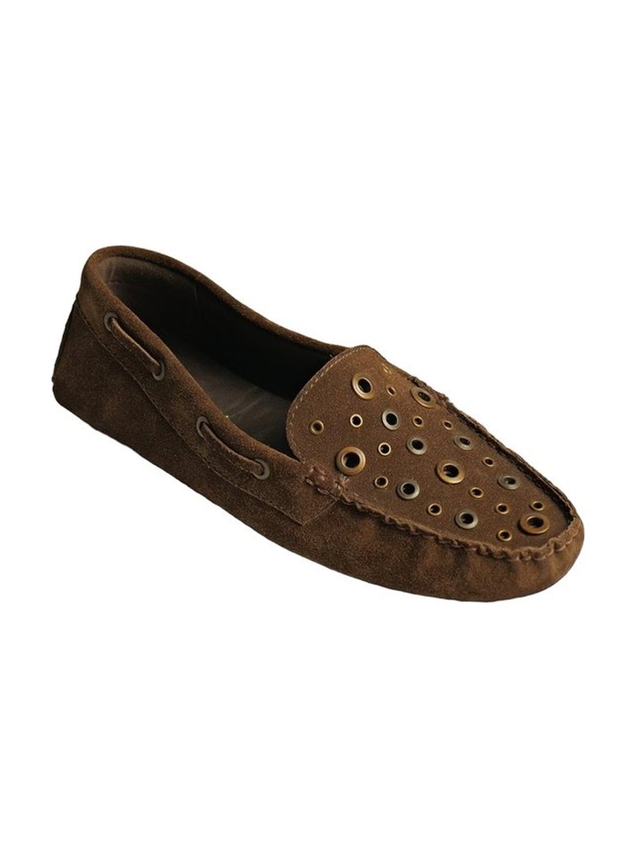 Brown suede, eyelets