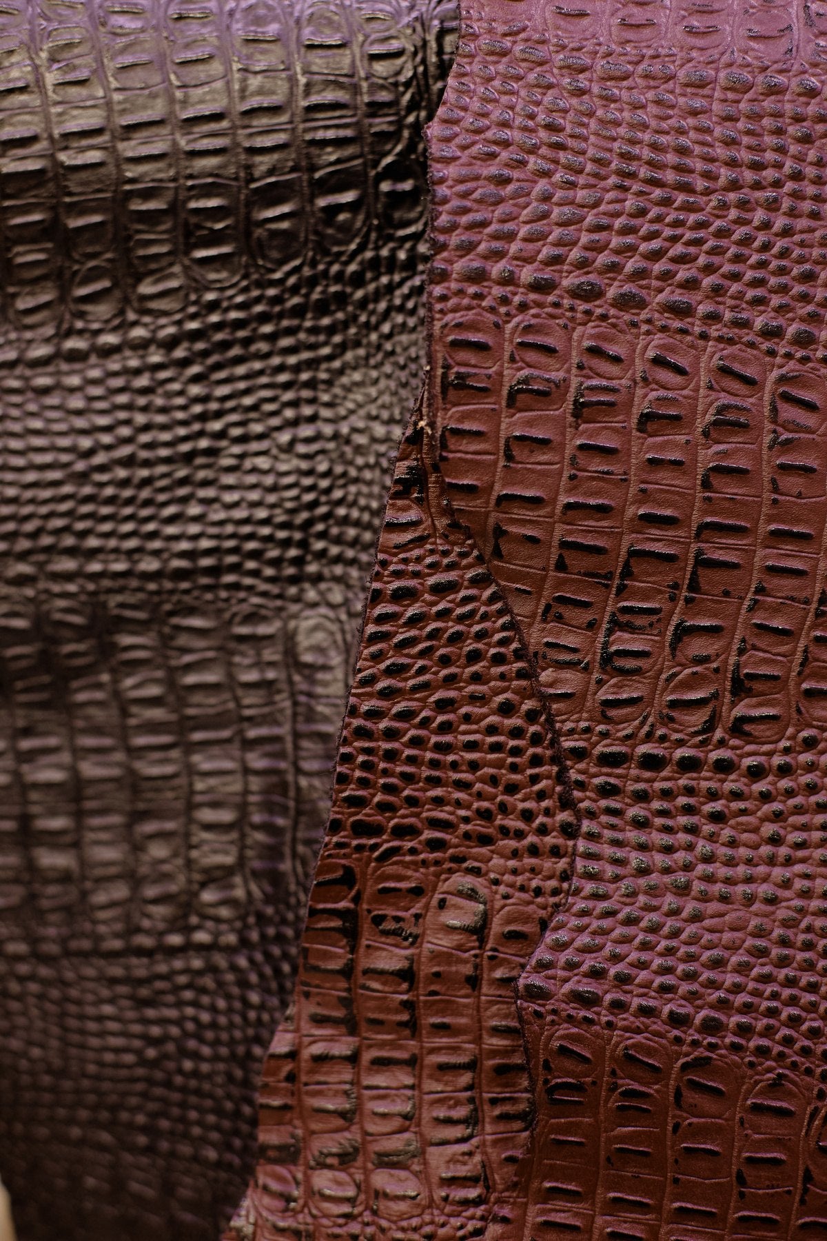 Croc-embossed leathers in two colours
