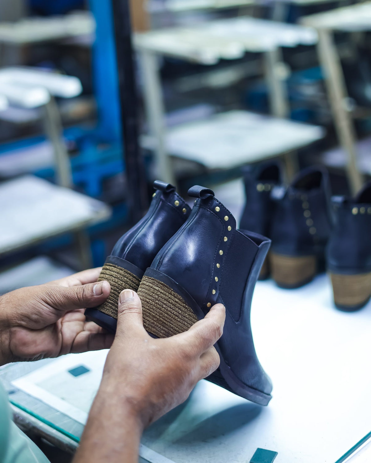 A fashion boot finished by hand on the AFPL line