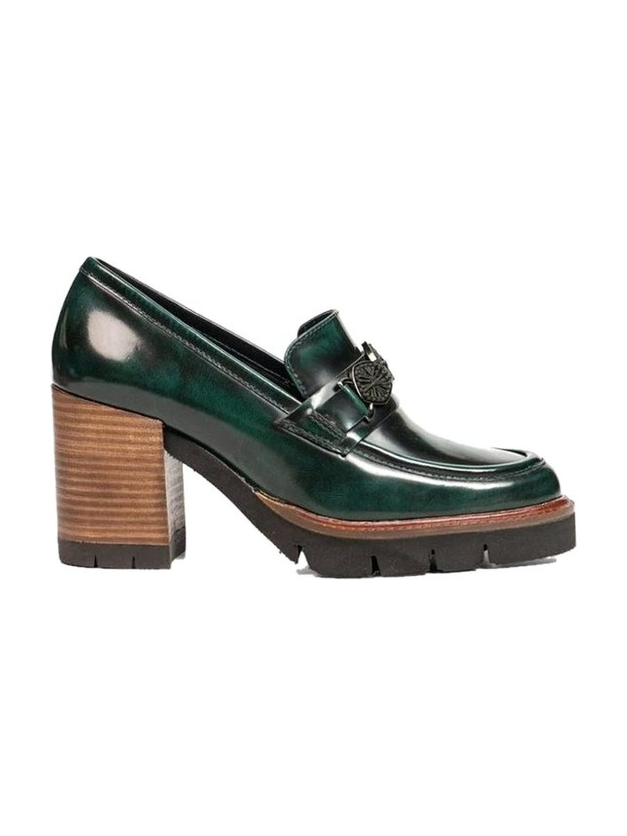 Green patent, block heel