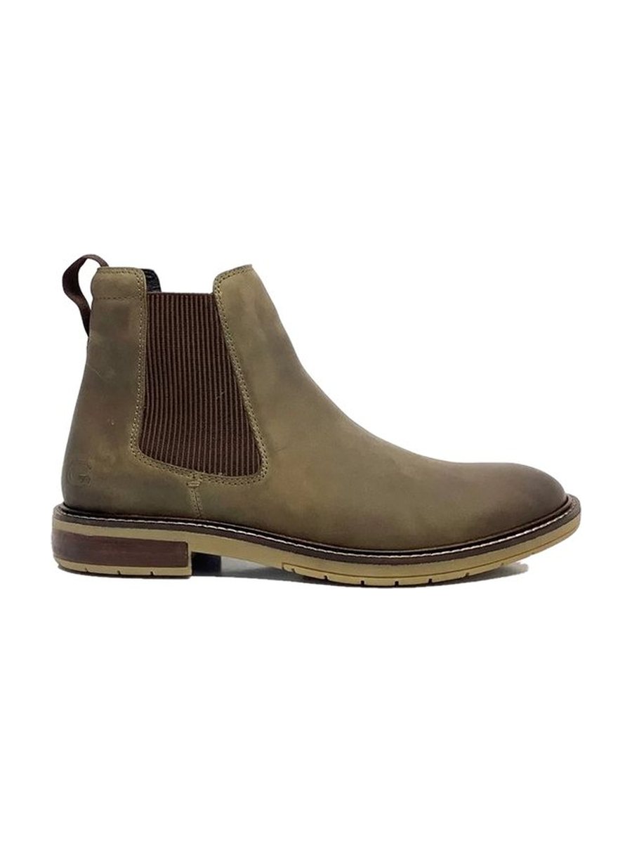 Olive leather, crepe-effect sole