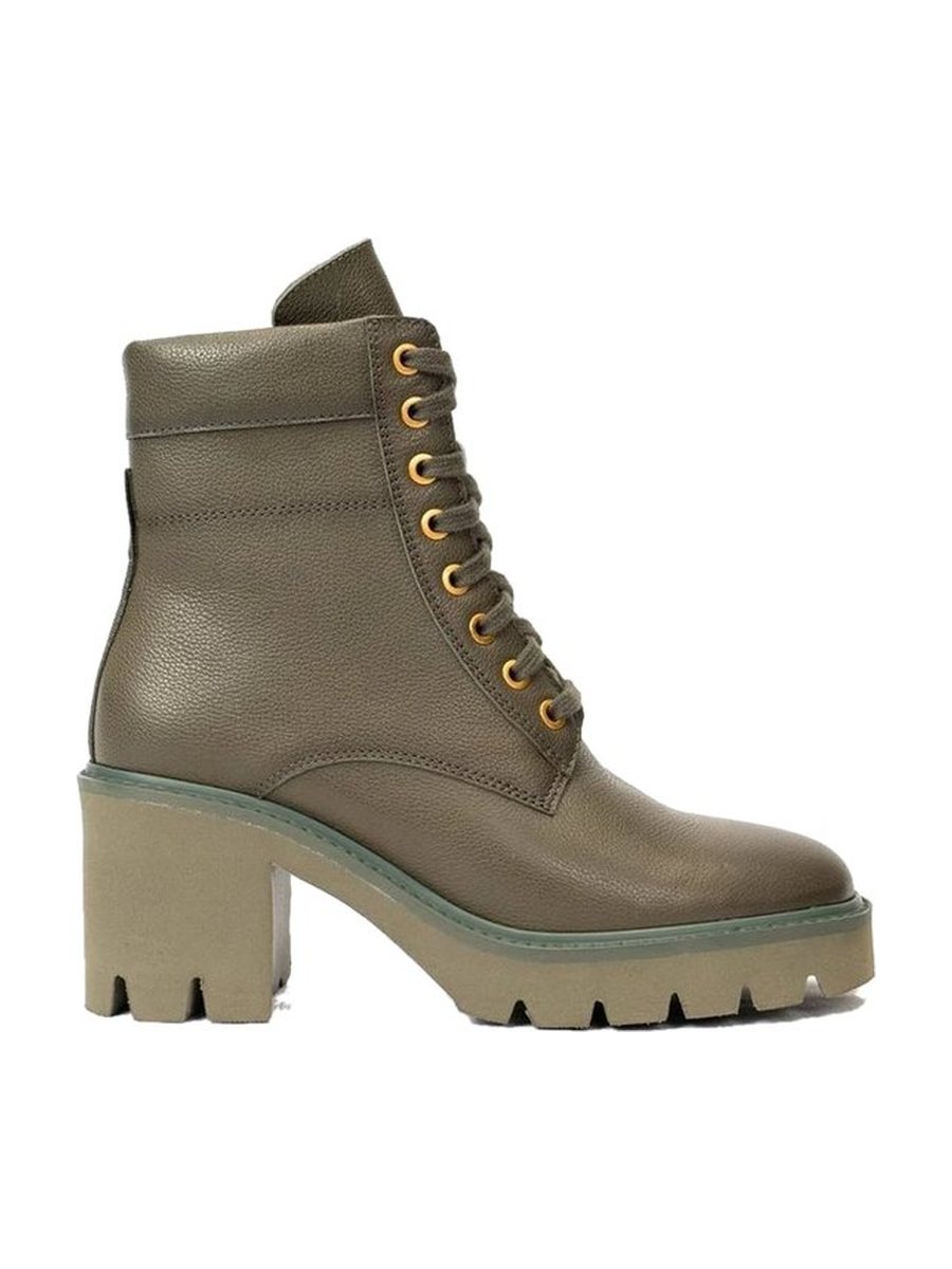 Olive leather, lug sole
