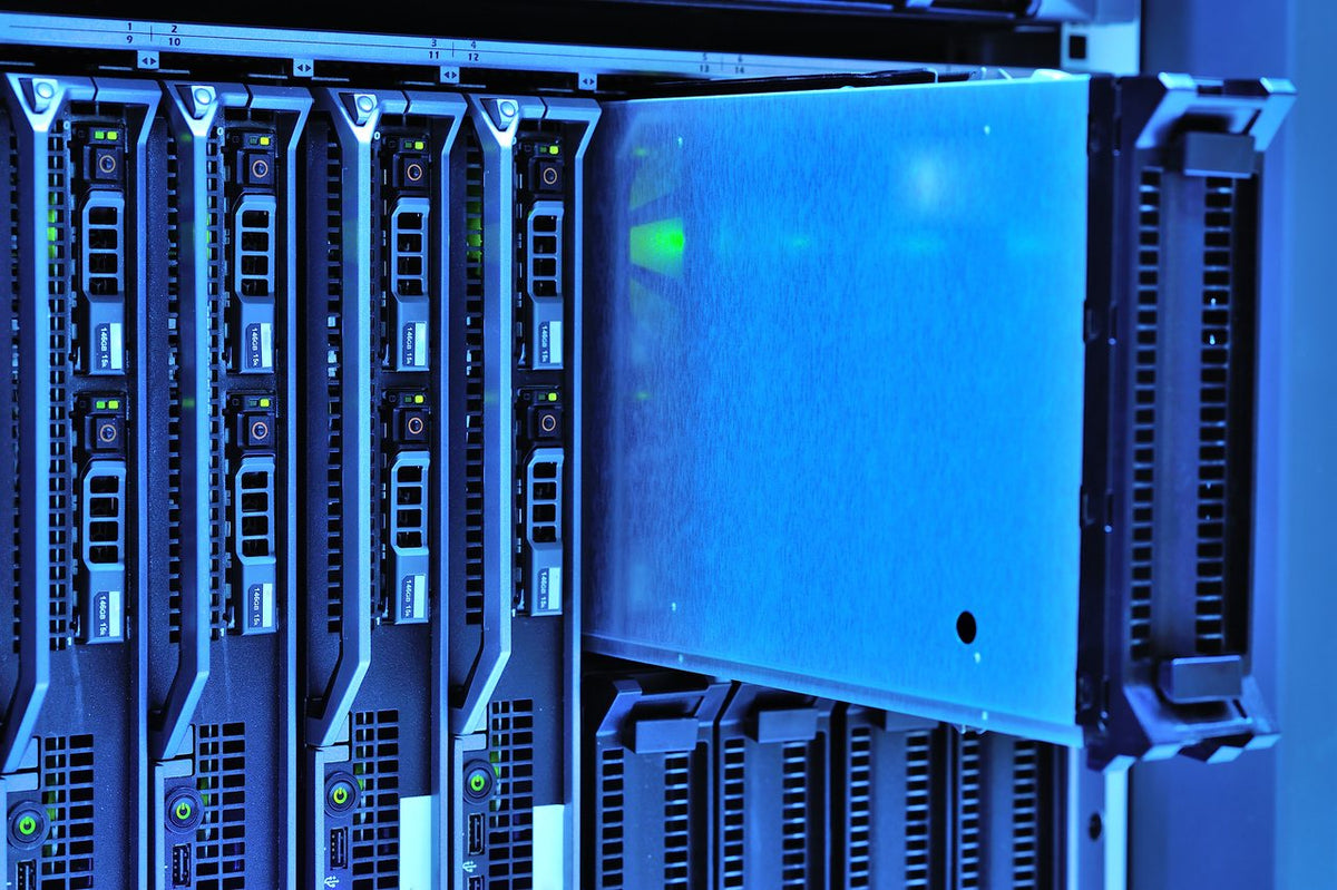 Server racks in a dedicated server room