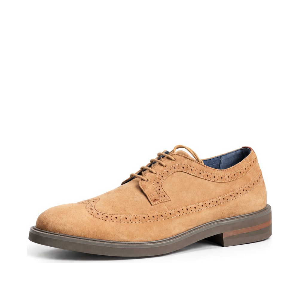 A suede brogue with a rubber sole