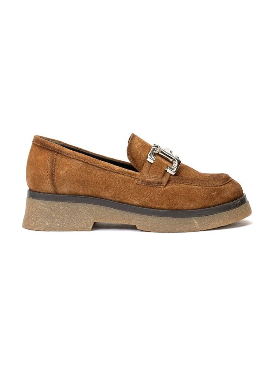 Tan suede, metal bit