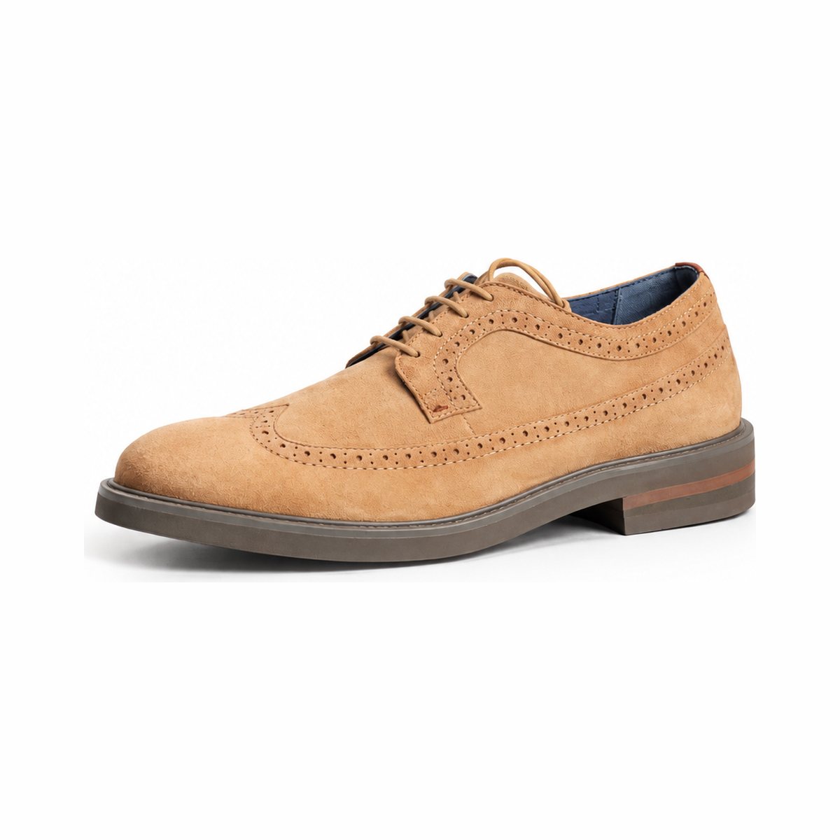 Tan suede wingtip brogue