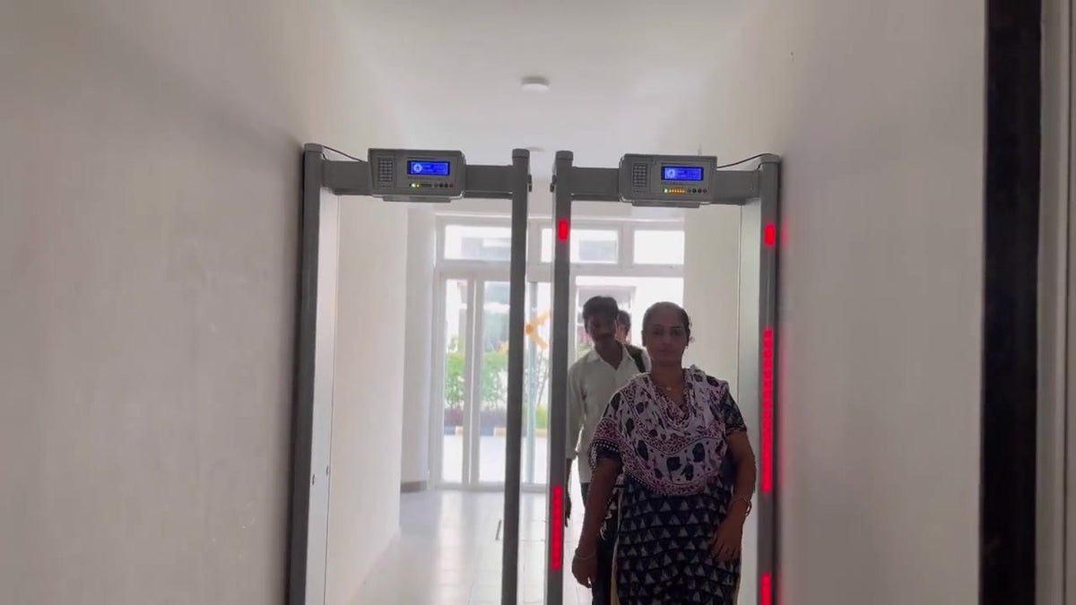 Walk-through metal detectors at an AFPL facility entrance