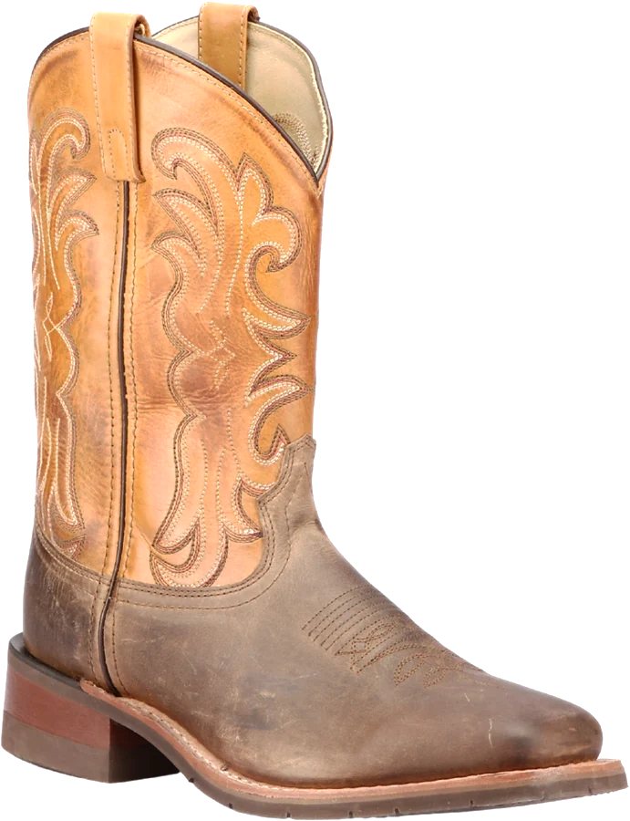 Tan shaft, distressed foot