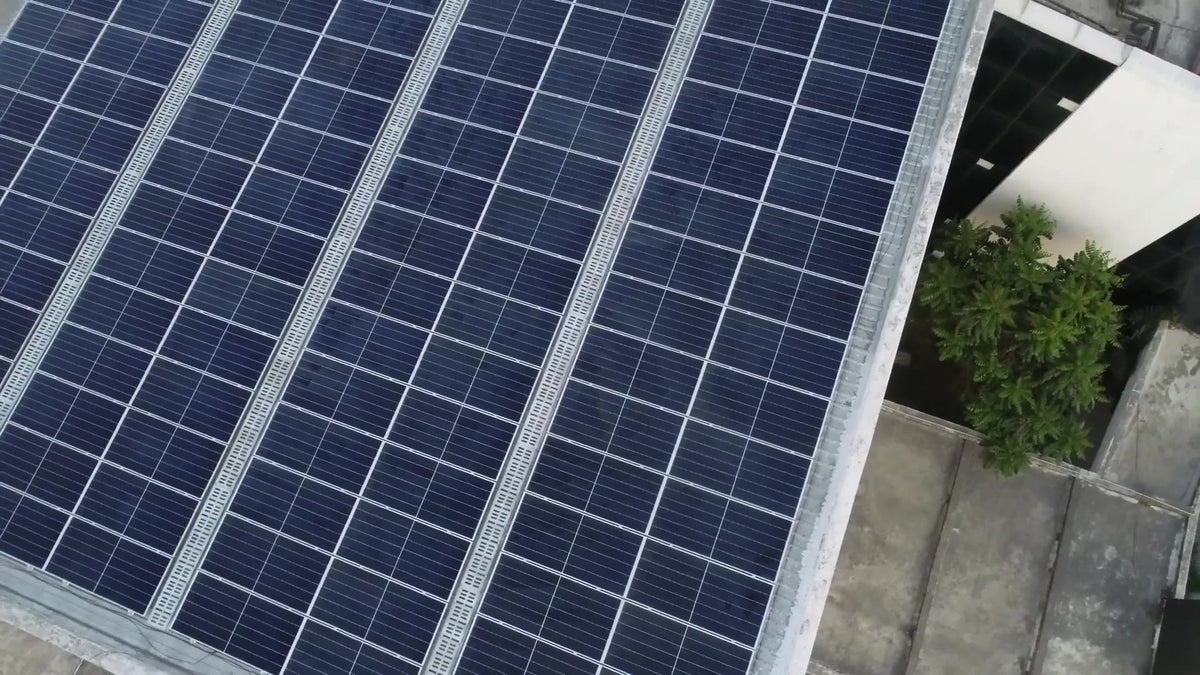 Rows of solar panels on an AFPL roof