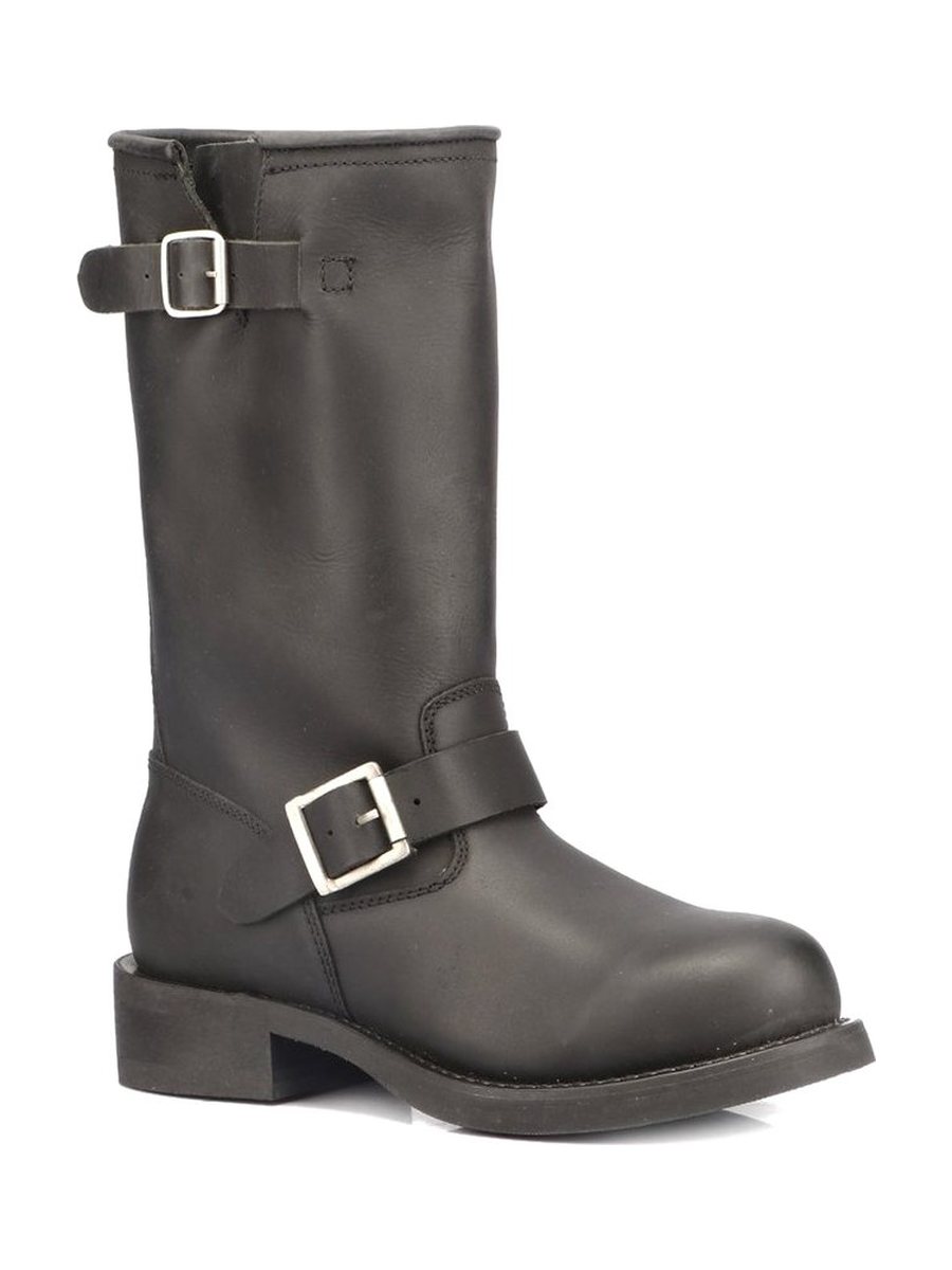 Black leather, buckle straps