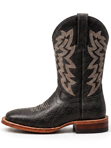 Black leather men’s cowboy boot with an embroidered shaft