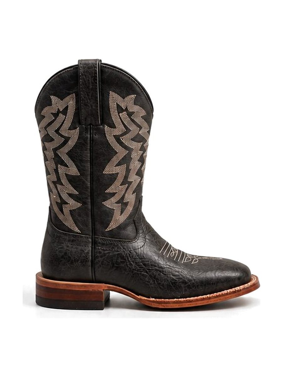 Black youth cowboy boot with grey shaft stitching