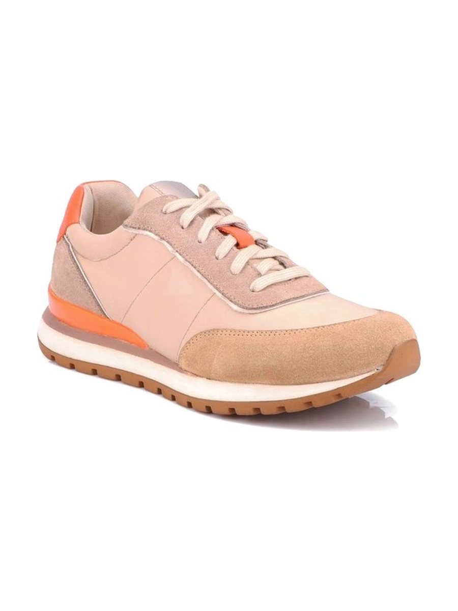 Blush leather, orange accents