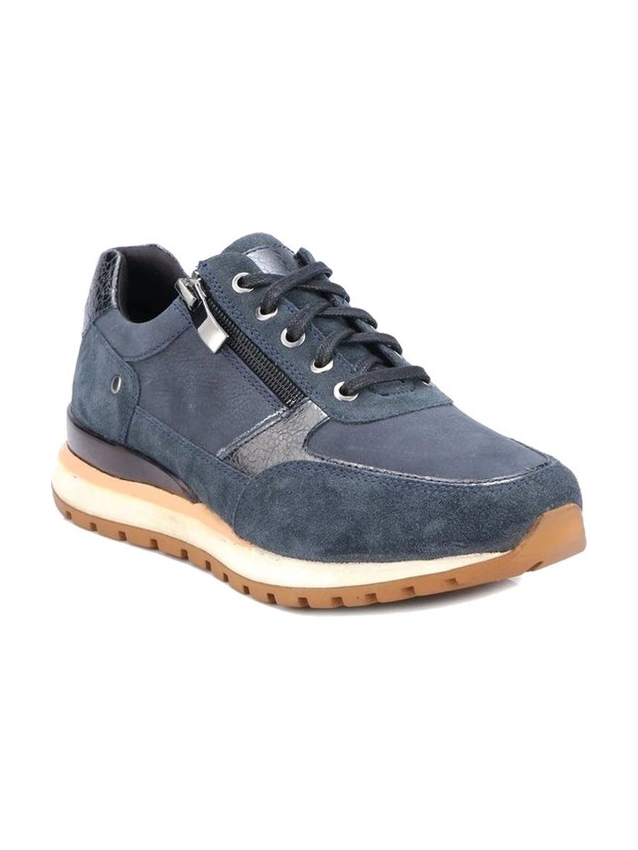 Navy suede, side zip