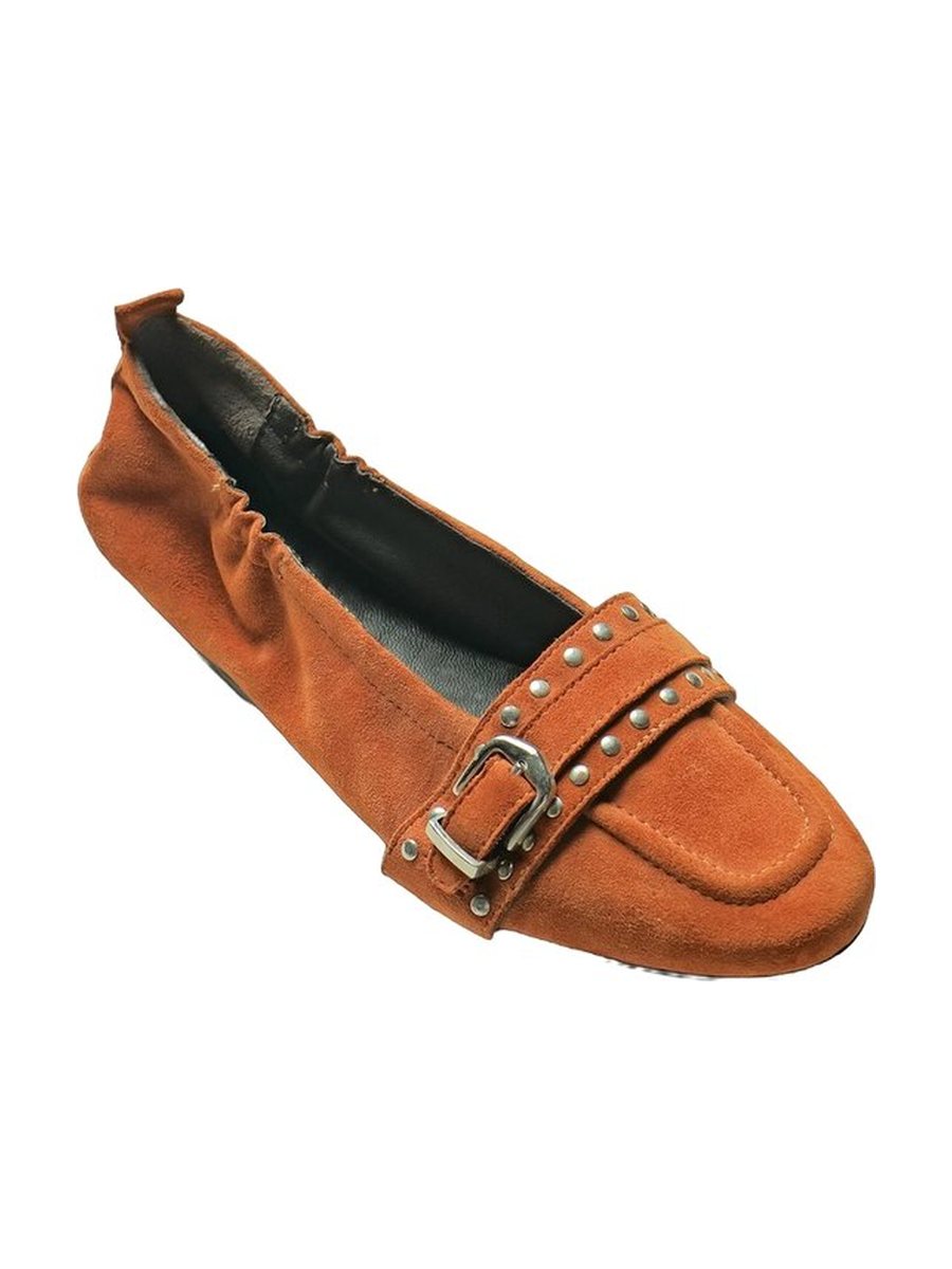 Orange suede, studded strap