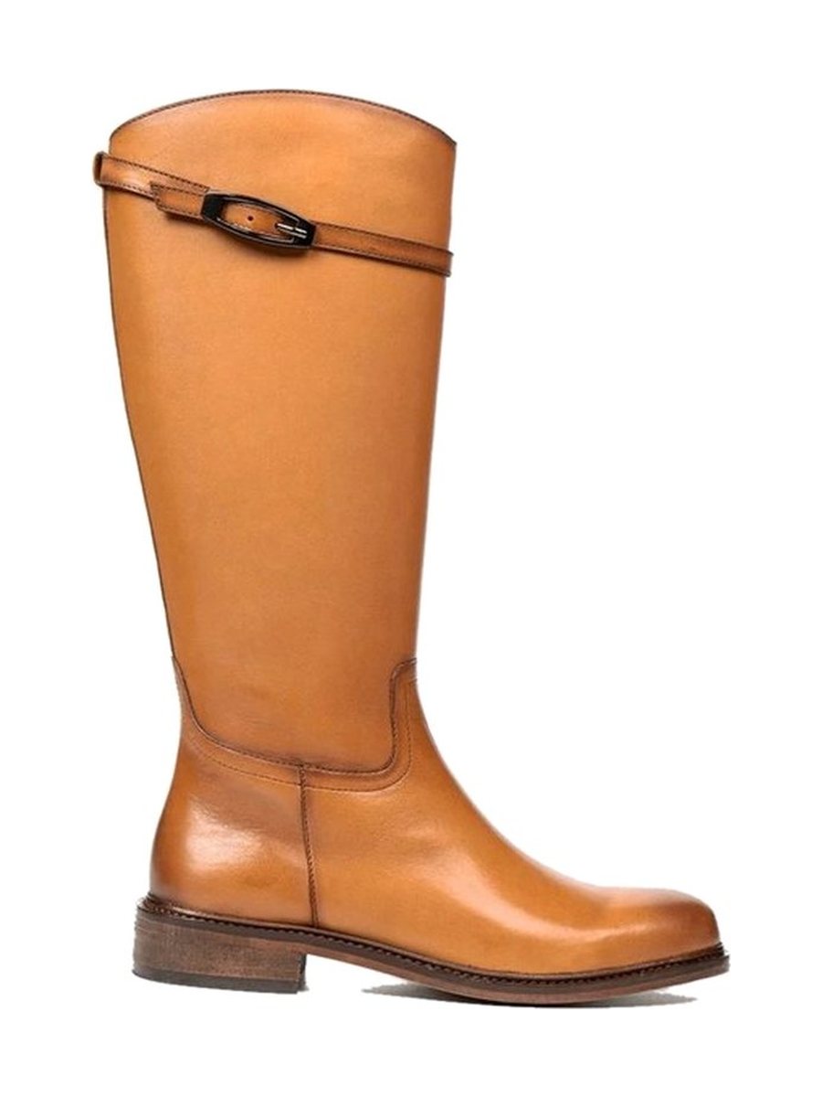 Tan leather, strap at the top