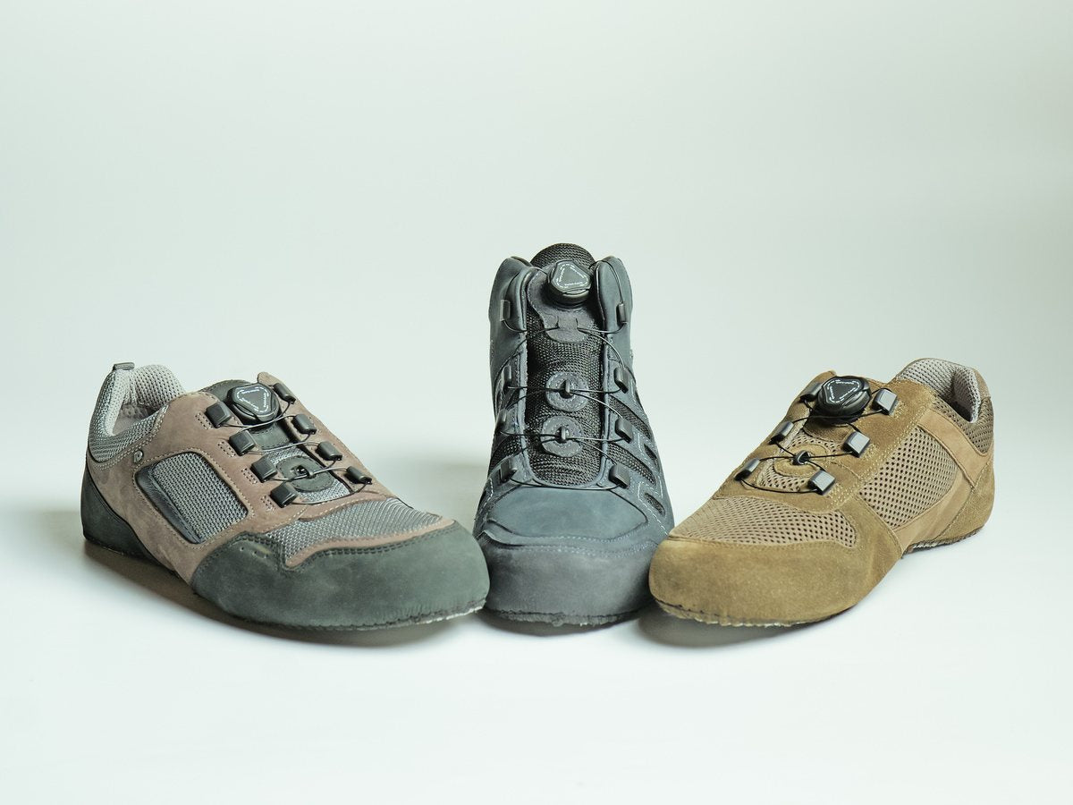 Three auto-lacing shoes with dial closures