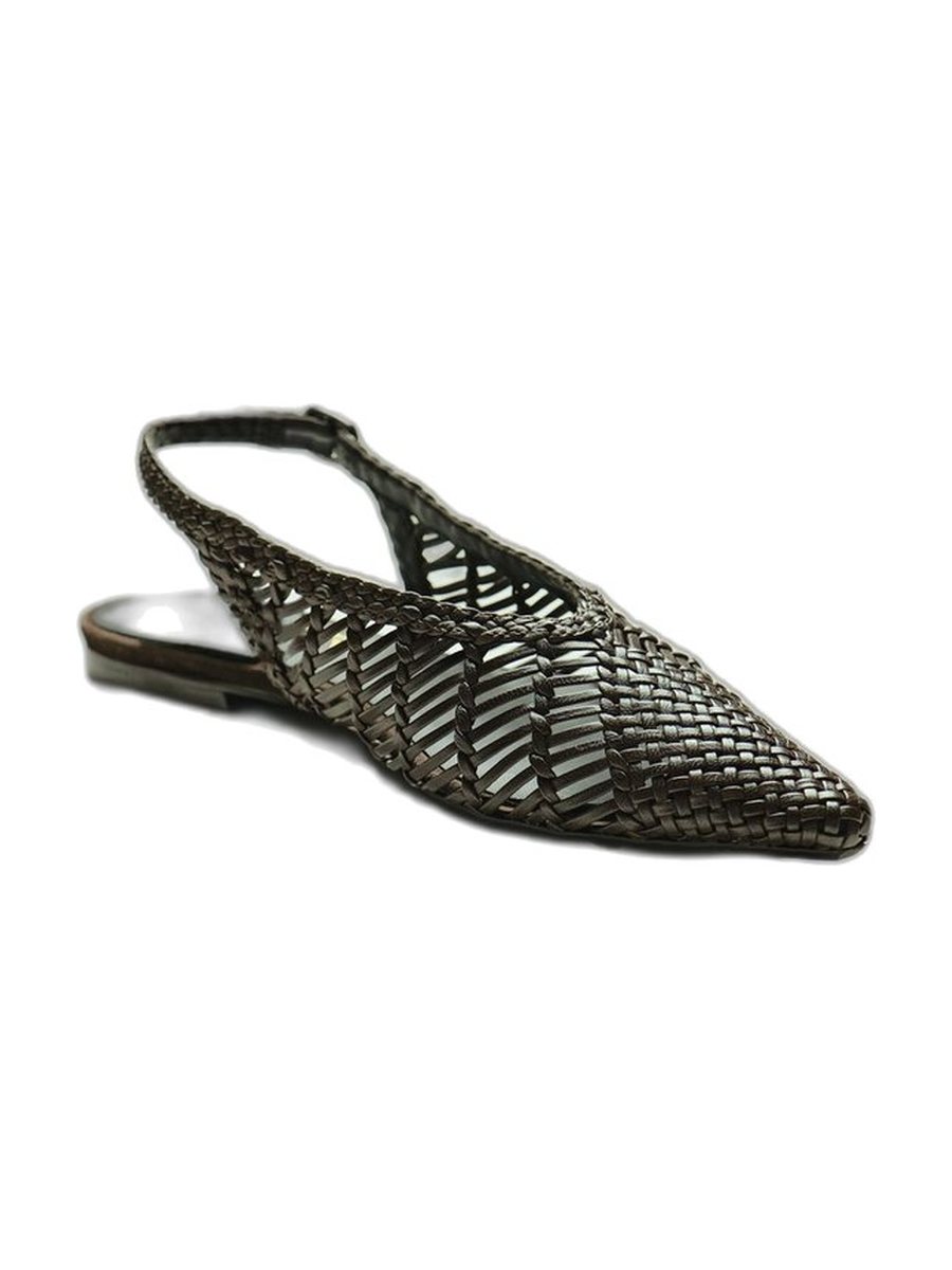 Woven leather slingback